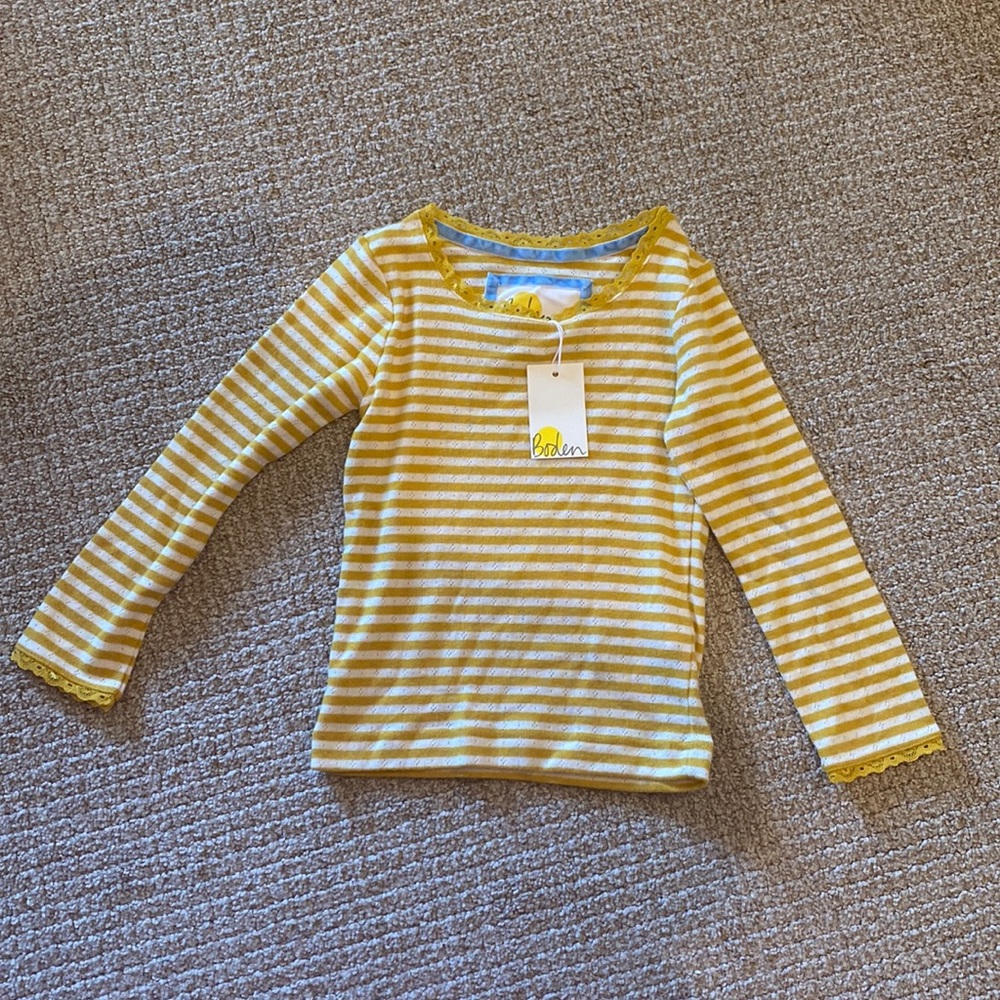 Mini Boden long sleeve striped top size 3-4